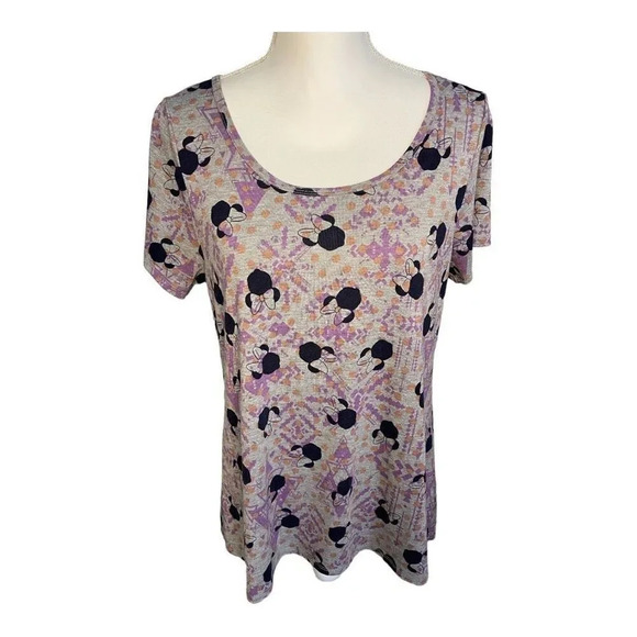 LuLaRoe Disney Classic Top Size Medium Minnie Mouse Grey & Purple‎ - Picture 1 of 4